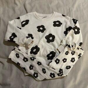 Zara Kids White and Black Floral Top